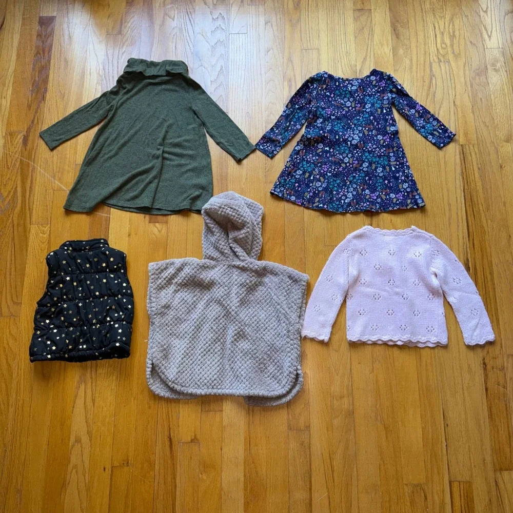 Curated Fall Winter Toddler Girls 2T Bundle 5pc Lot Dress Vest Poncho Cardigan